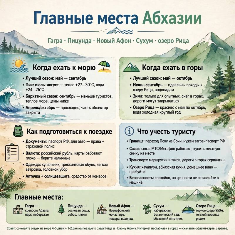 Абхазия: главные места, когда ехать и что учесть туристу