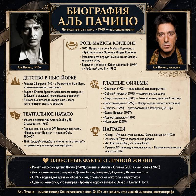Аль Пачино: биография, путь к славе и личная жизнь актёра