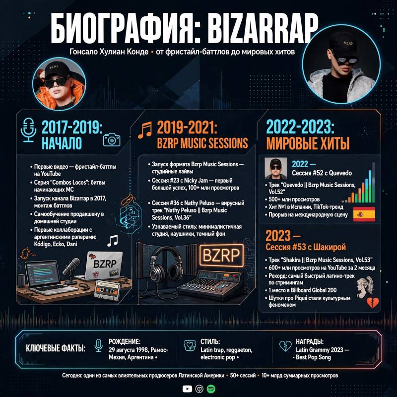 Биография Bizarrap: как аргентинский продюсер превратил студийные сессии в мировые хиты