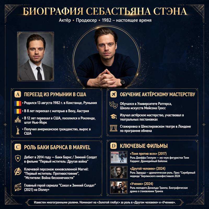 Биография Себастьяна Стэна: от переезда из Румынии до главных ролей в кино
