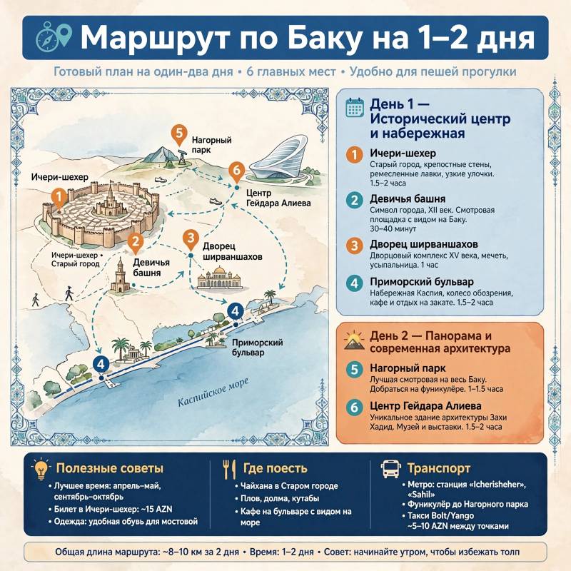 Что посмотреть в Баку: маршрут по Старому городу, набережной и современным кварталам