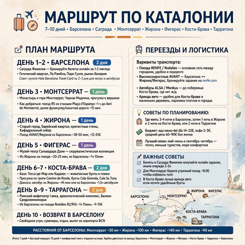 Что посмотреть в Каталонии: маршрут по Барселоне, побережью и старинным городам