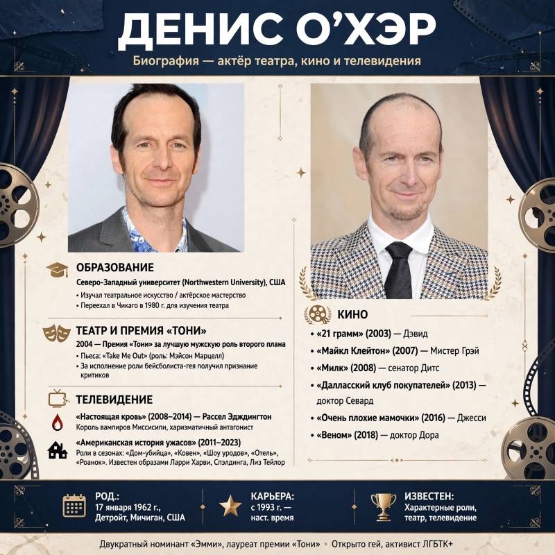 Денис О’Хэре: путь от театральной сцены к главным ролям в кино и сериалах