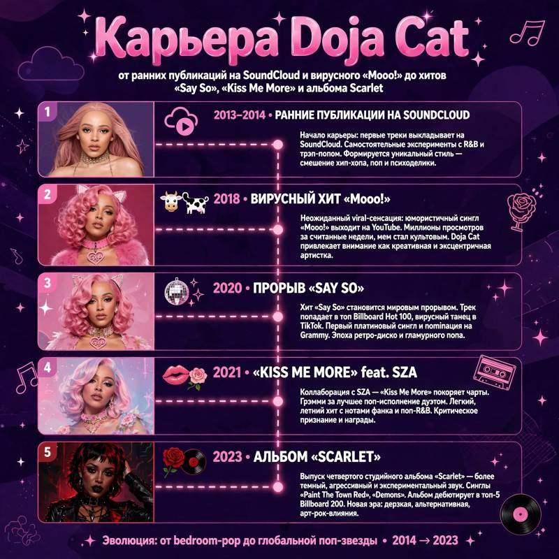 Doja Cat: популярные песни, карьера и интересные факты