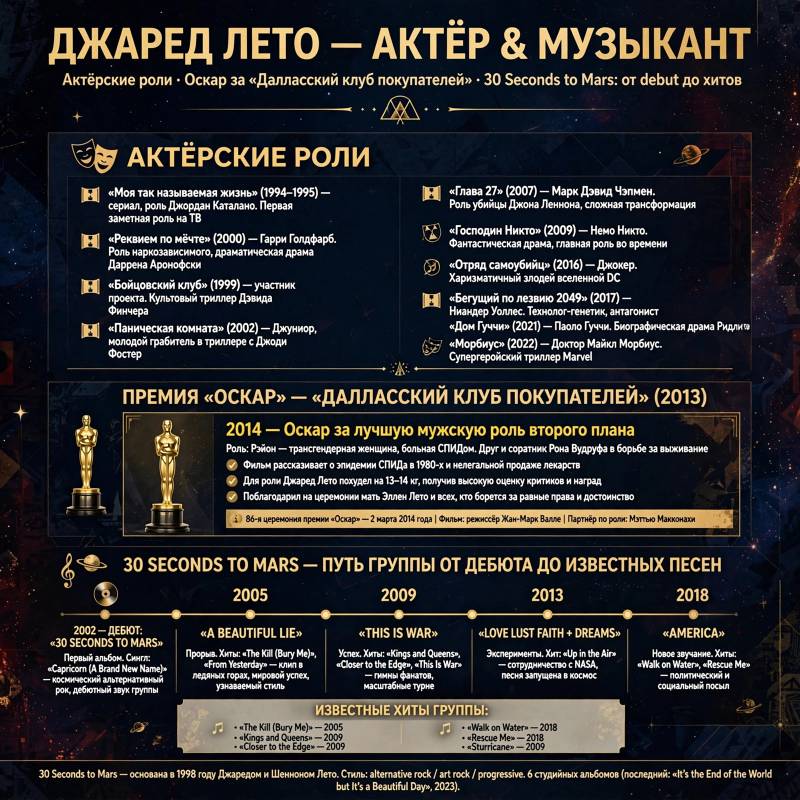 Джаред Лето: от «Моей так называемой жизни» до главных хитов 30 Seconds to Mars