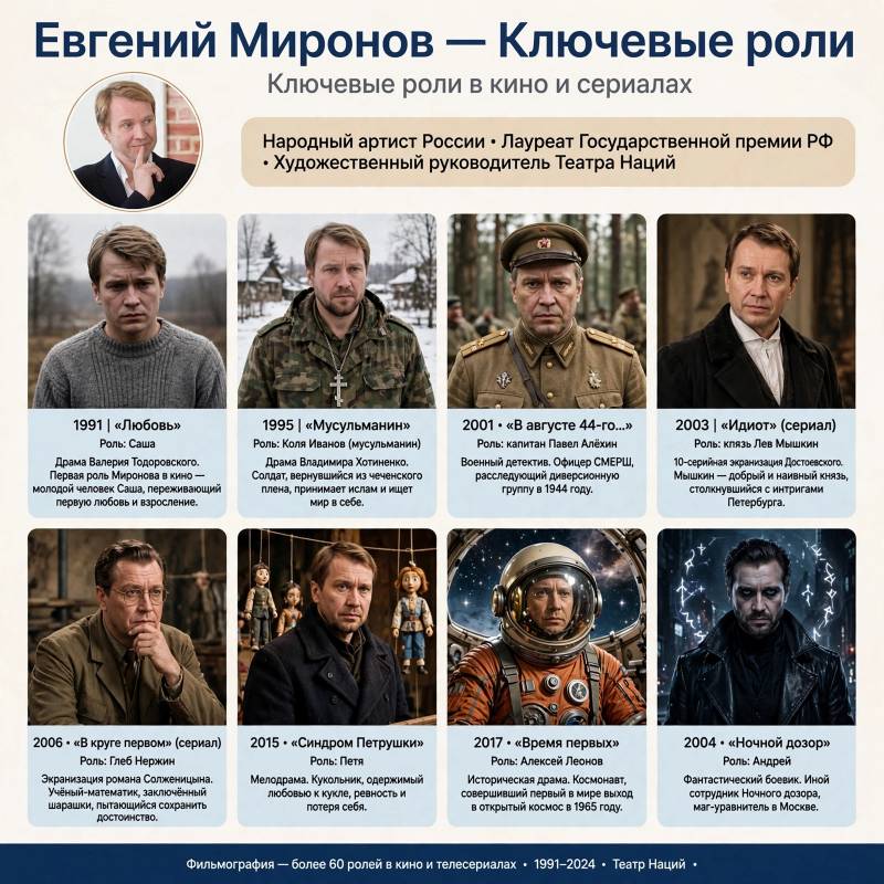 Фильмы с Евгением Мироновым: от «Любви» до «Времени первых»
