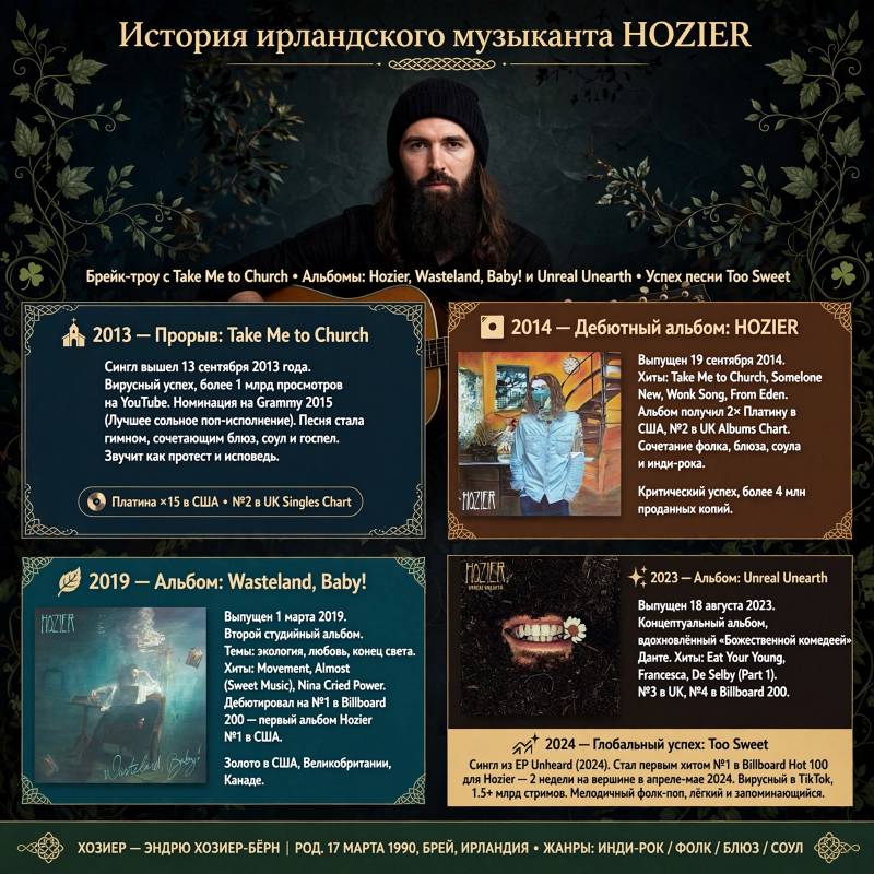 История Hozier: от Take Me to Church до мирового успеха
