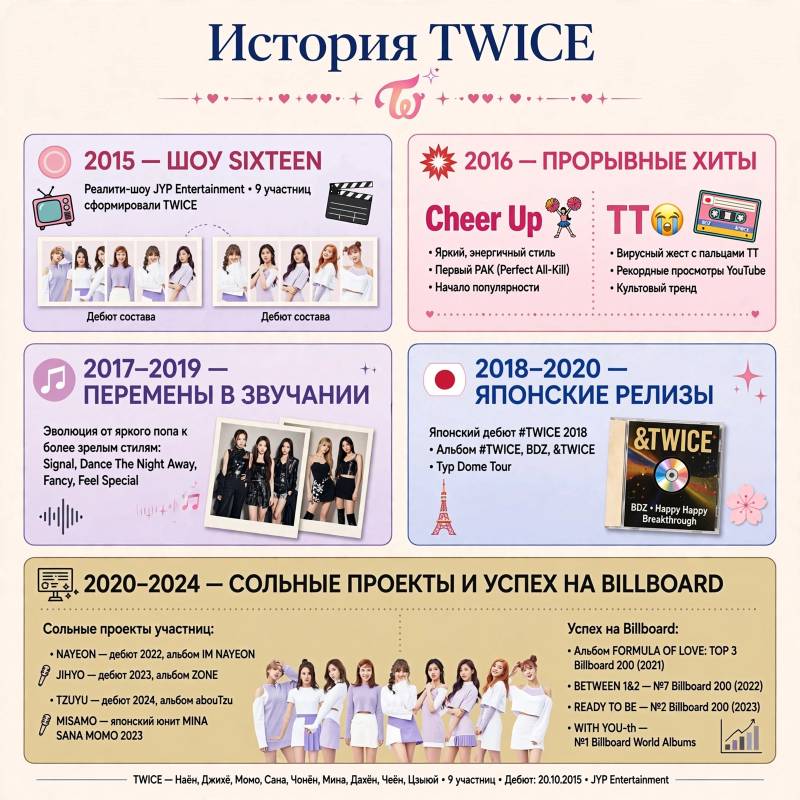 История TWICE: от шоу Sixteen до мирового успеха