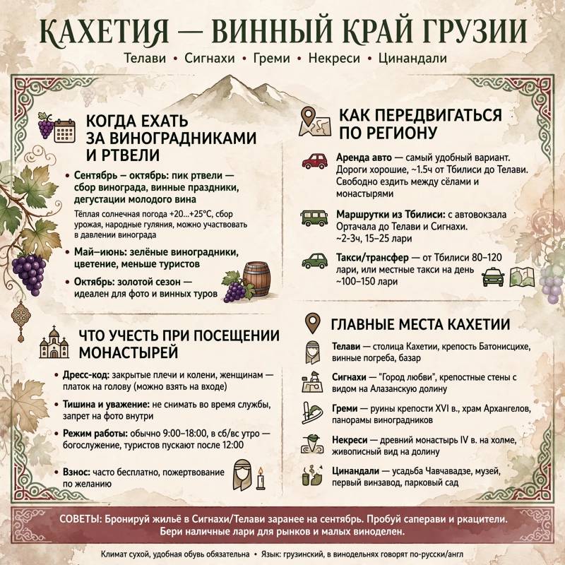 Кахетия: главные места, лучший сезон и советы для поездки