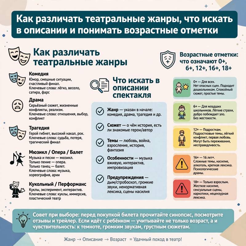 Как читать афишу театра: жанр, формат и возрастные ограничения
