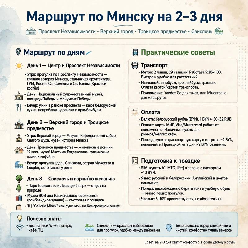 Как организовать путешествие в Минске: маршрут на три дня и полезные детали