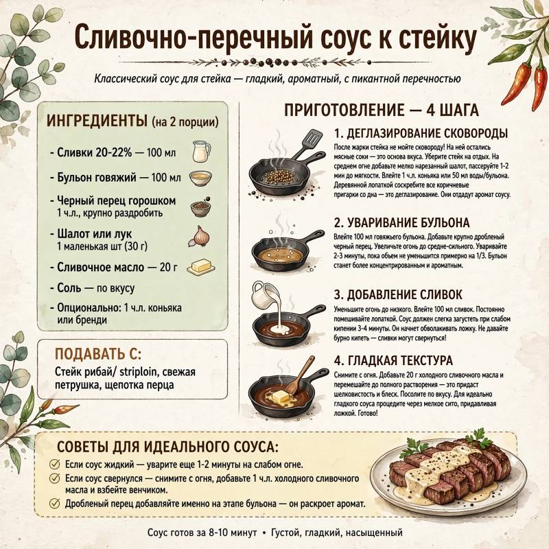 Как приготовить ресторанный соус дома: сливочно-перечный рецепт