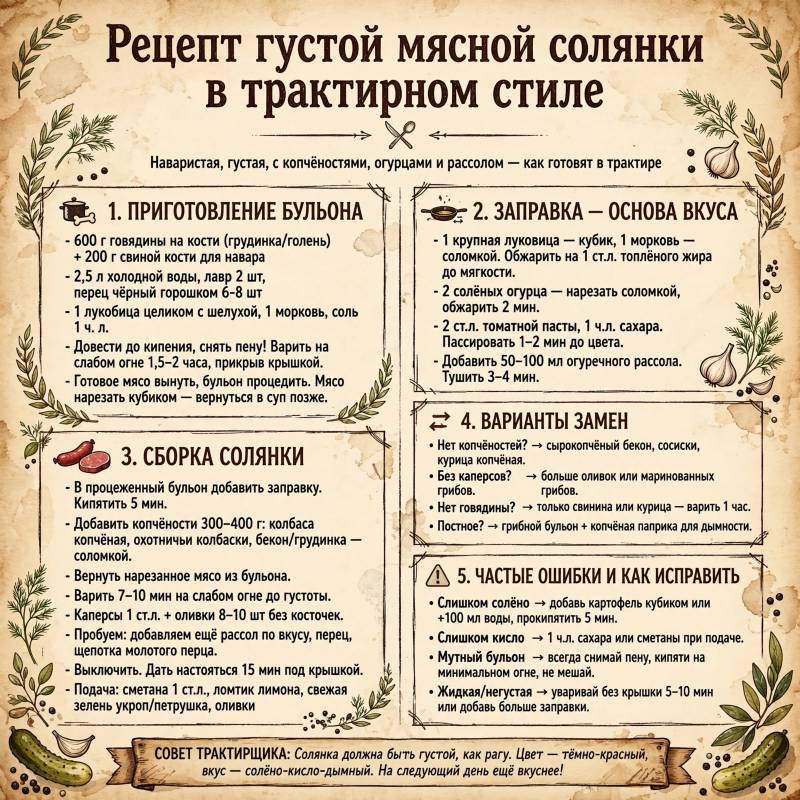 Как приготовить солянку в трактирном стиле: подробный рецепт для домашней кухни