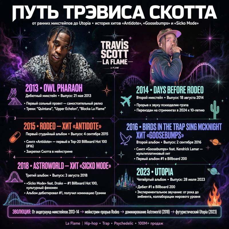 Как Трэвис Скотт пришёл к успеху: от Houston до «Sicko Mode»