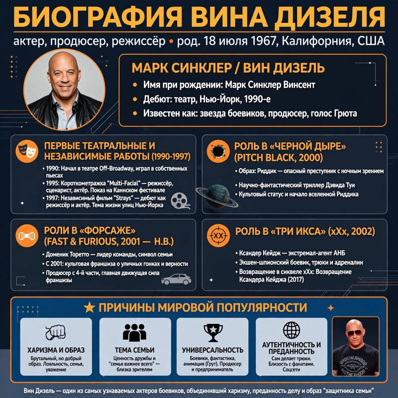 Как Вин Дизель стал мировой звездой: биография и феномен успеха