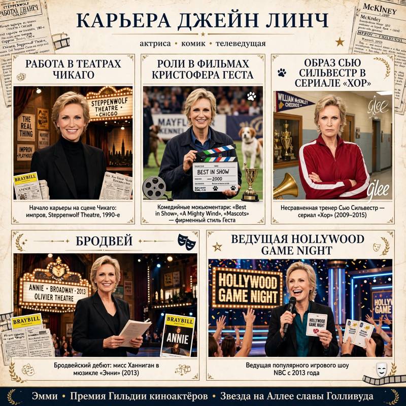 Карьера Джейн Линч: от театральной импровизации до «Хора»