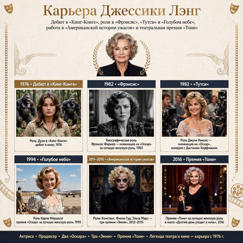 Карьера Джессики Лэнг: от «Кинг-Конга» до «Американской истории ужасов»