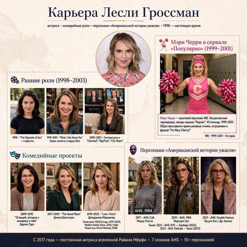 Карьера Лесли Гроссман: от первых ролей до «Американской истории ужасов»