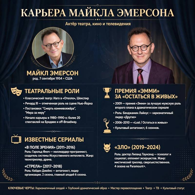 Карьера Майкла Эмерсона: театр, «Остаться в живых» и «В поле зрения»