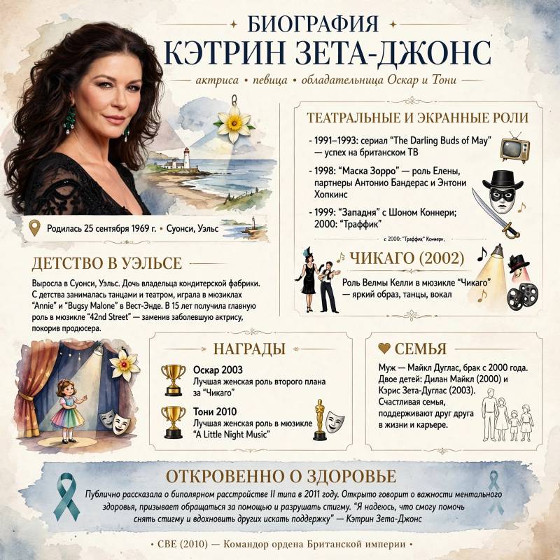 Кэтрин Зета-Джонс: путь от валлийской сцены до «Чикаго» и Голливуда