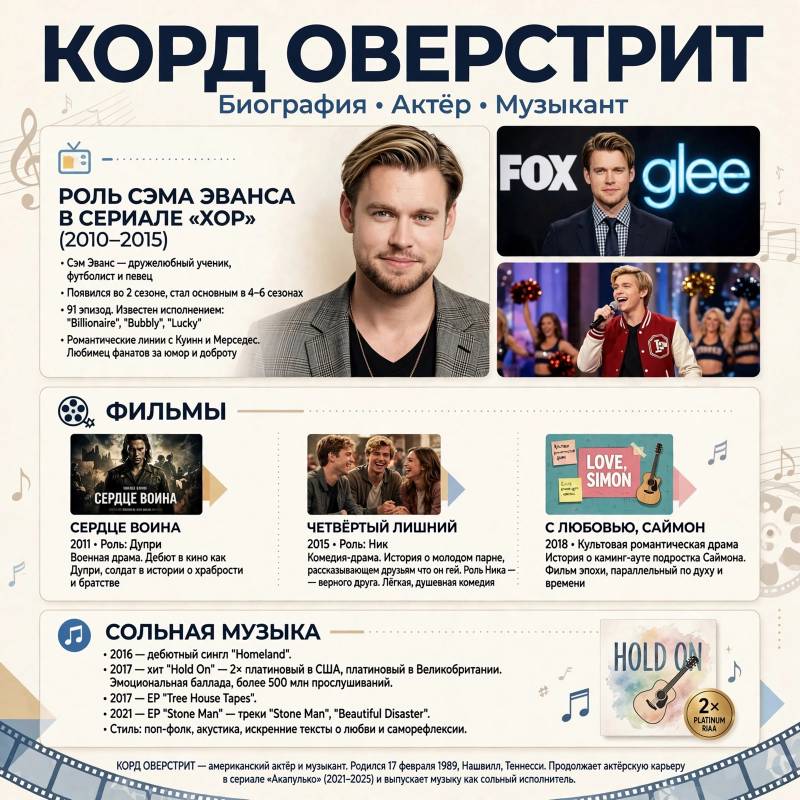 Корд Оверстрит: главные роли и путь в кино