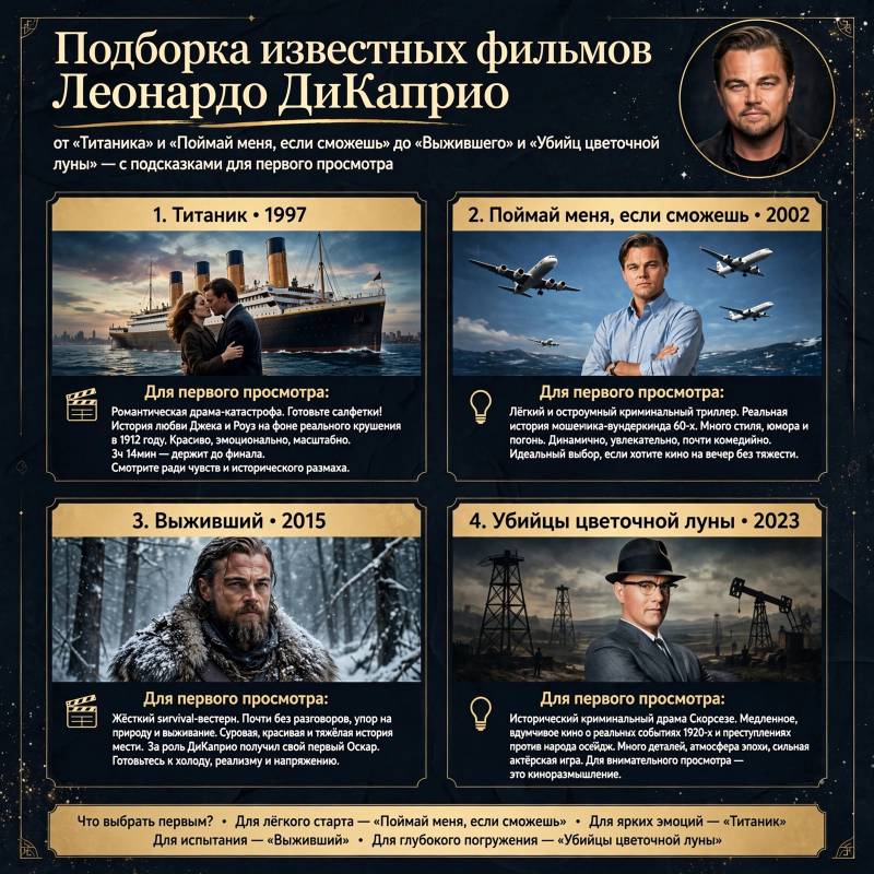 Лучшие фильмы с Леонардо ДиКаприо: известные роли и с чего начать