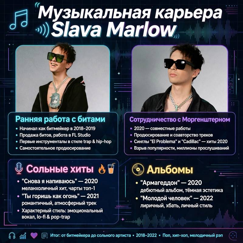 Музыкальная карьера Slava Marlow: от битмейкера до автора известных треков