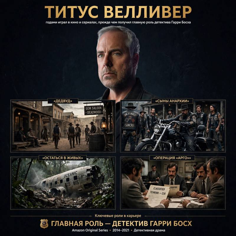 От неизвестности до Голливуда: как Титус Велливер пришёл к роли Гарри Босха