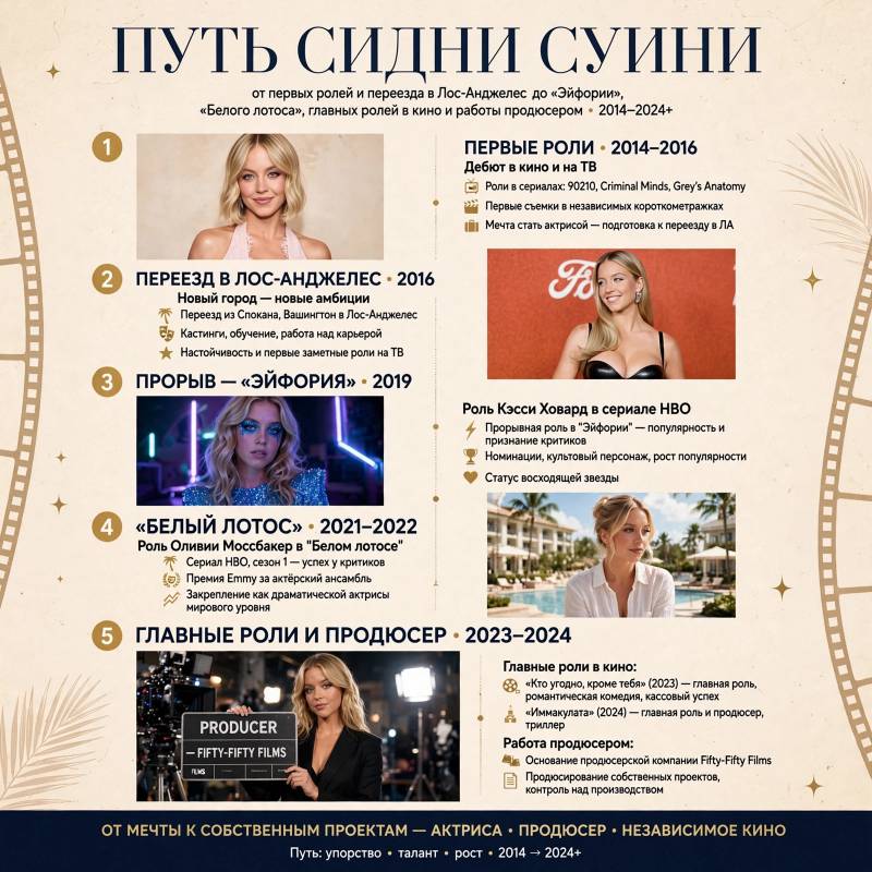 От первых ролей до Голливуда: как Сидни Суини построила карьеру