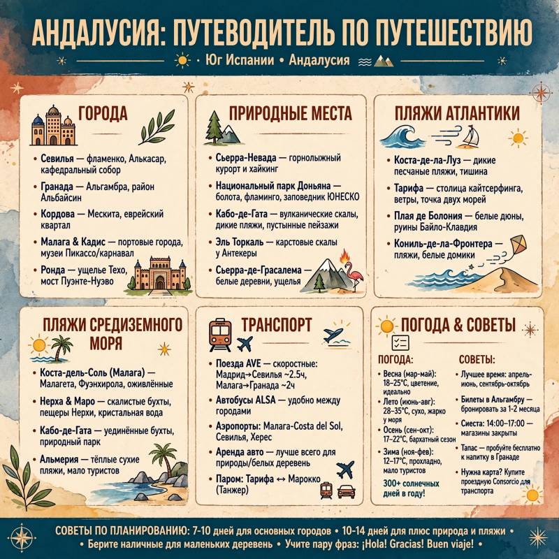 Отдых в Андалусии: города, пляжи и маршруты без спешки