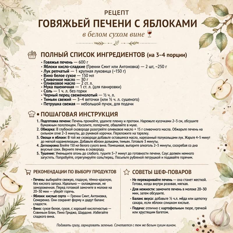 Печень с яблоками. Рецепт