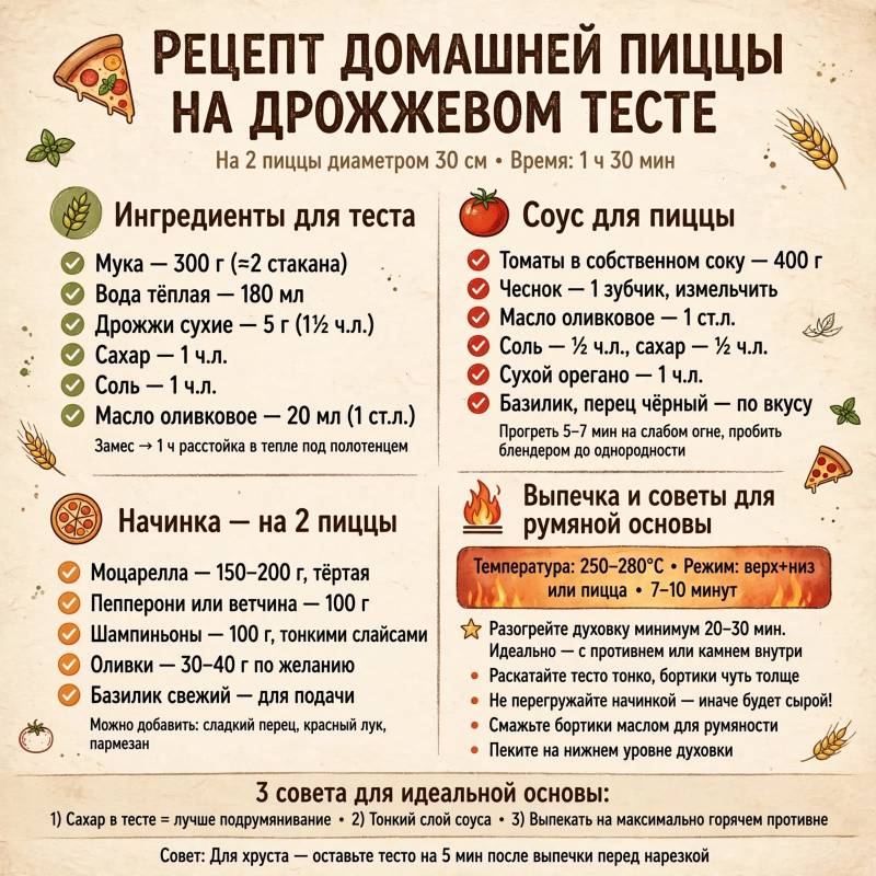 Пицца дома: рецепт теста, соуса и тонкости выпечки