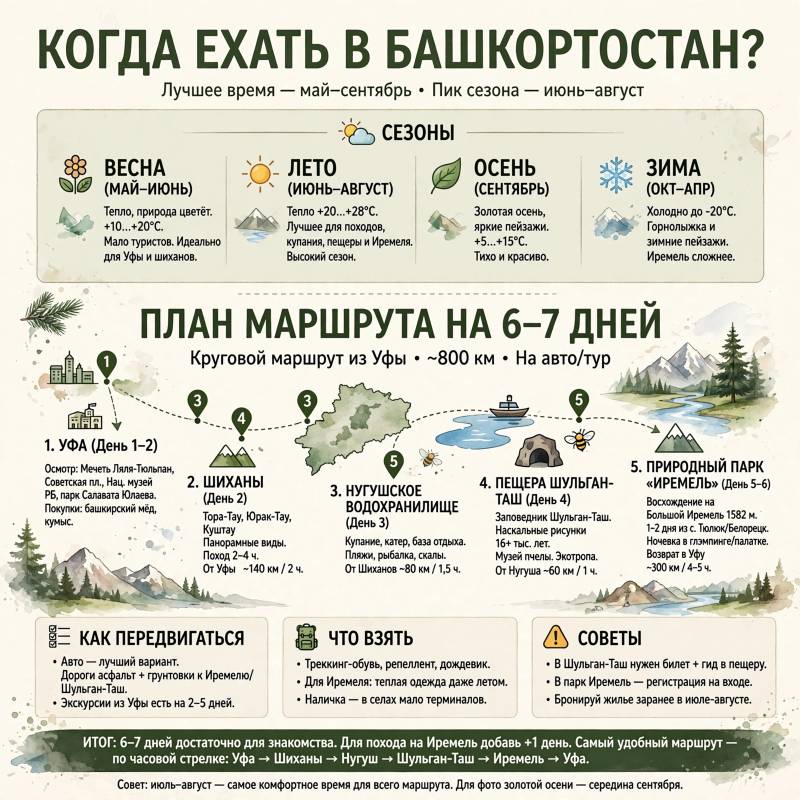 Поездка в Башкирии: когда ехать и что включить в маршрут