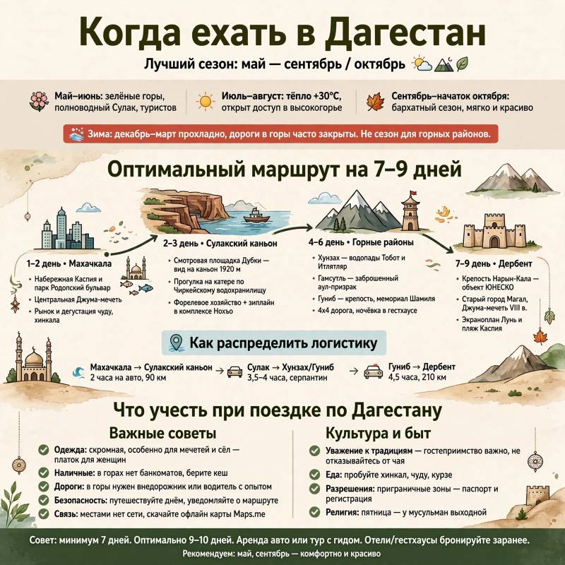 Поездка в Дагестан: когда ехать и что включить в маршрут