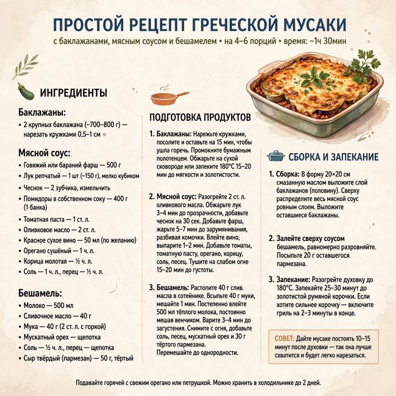 Простой рецепт греческой мусаки: пропорции, этапы и вкусный результат