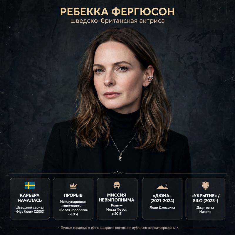 Ребекка Фергюсон: путь от шведского сериала к большим франшизам и что известно о её заработках