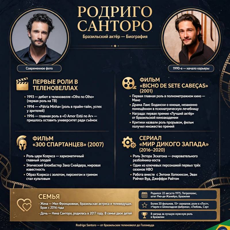 Родриго Санторо: биография, путь из бразильских сериалов в Голливуд и личная жизнь