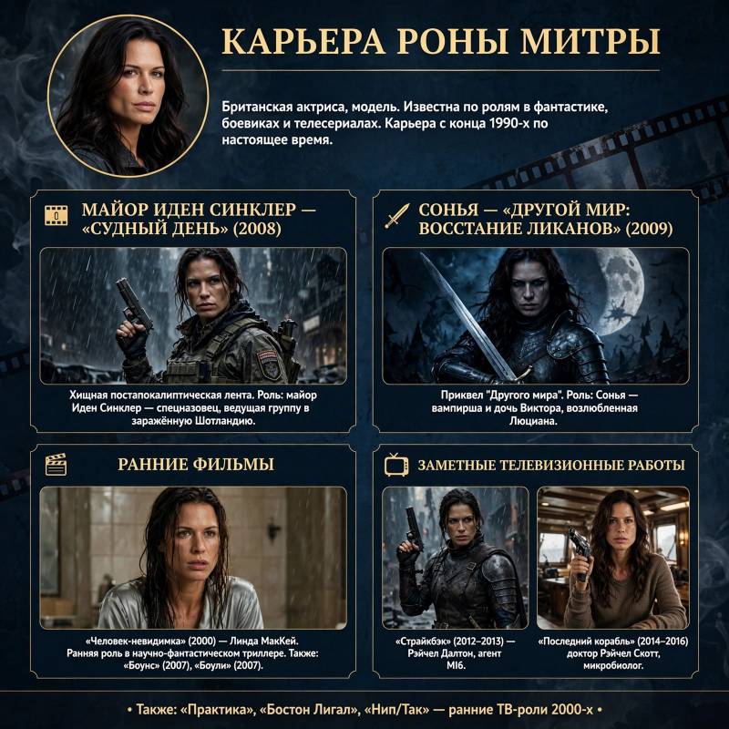 Рона Митра в кино: главные роли и путь от модели Лары Крофт до «Судного дня»