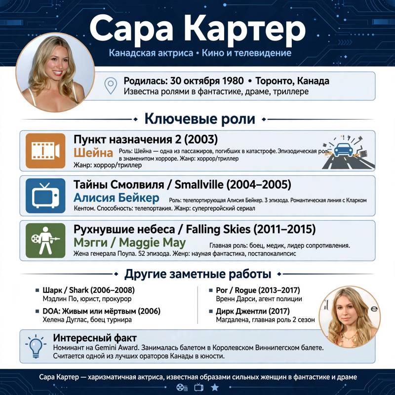 Сара Картер в кино: заметные роли и достижения