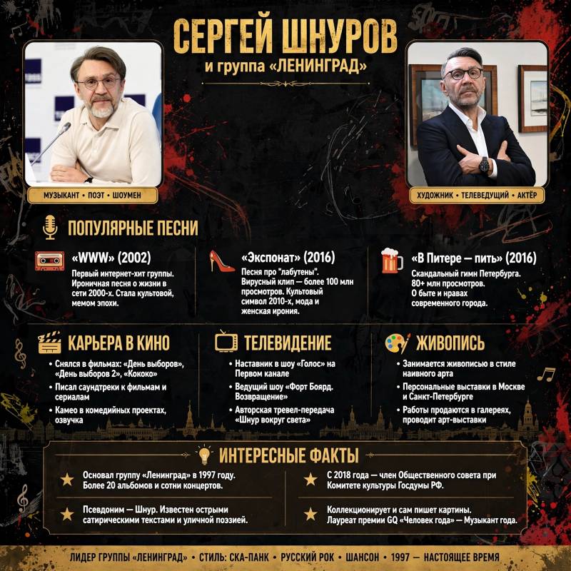 Сергей Шнуров: популярные песни, карьера и интересные факты