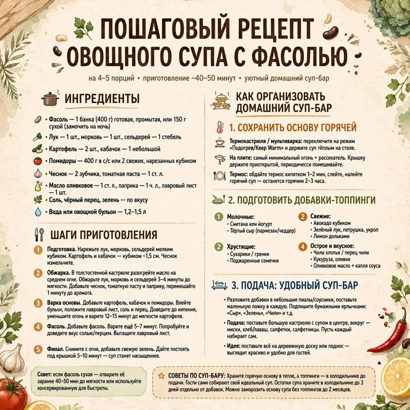 Суп-бар дома: пошаговый рецепт и идеи подачи