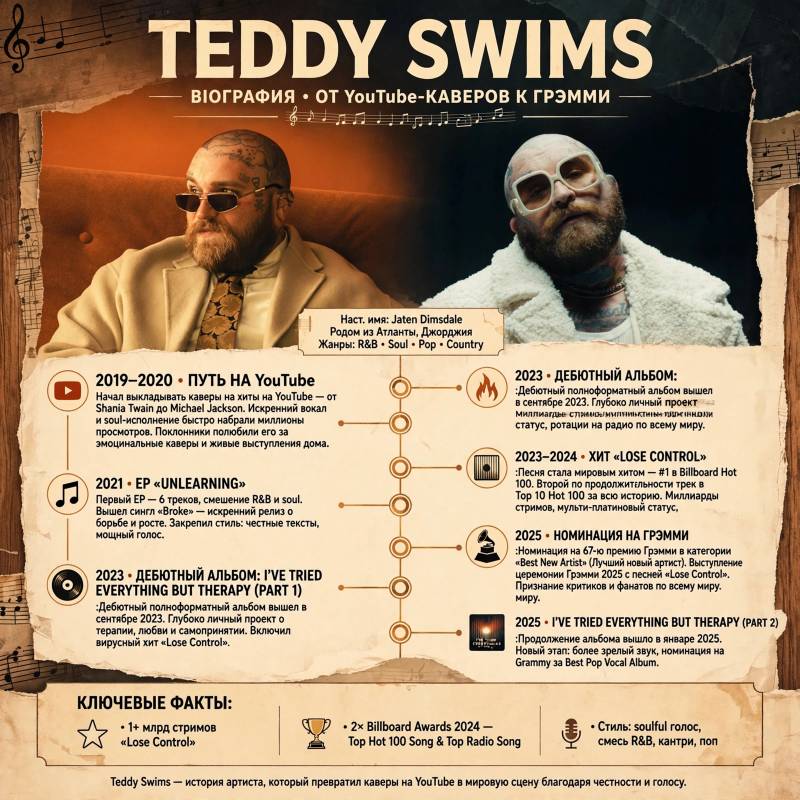 Teddy Swims: биография, главные песни и путь к успеху