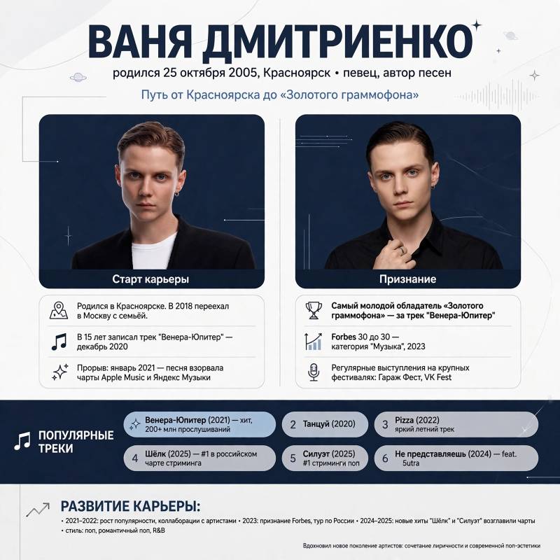 Ваня Дмитриенко: песни, карьера и путь от вирусного хита к большой сцене