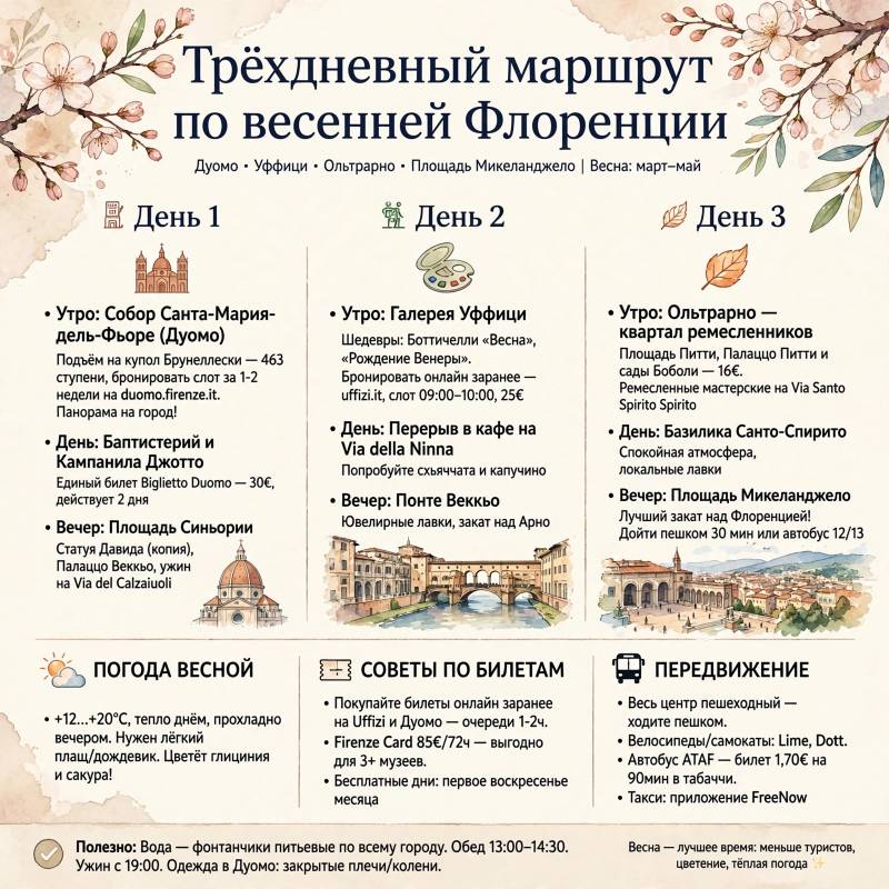 Весенняя Флоренция: маршрут на три дня и детали, которые стоит учесть