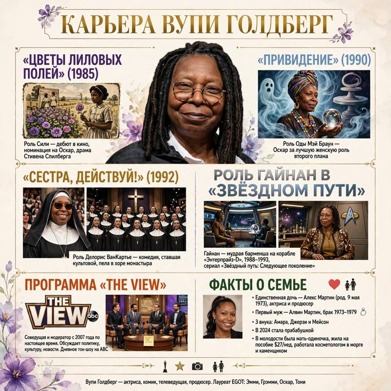 Вупи Голдберг: фильмы, личная жизнь и ключевые этапы карьеры