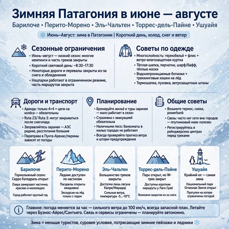 Зимняя Патагония: куда ехать, когда планировать поездку и как подготовиться